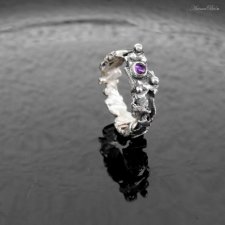 Obrączka srebrna z ametystem rozmiar 19