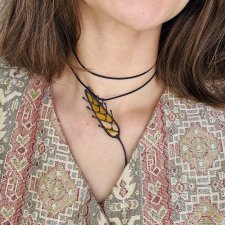 Wisiorek szklany ręcznie robiony "Pszenica" Witraż