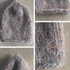 moher z wełną czapka handmade