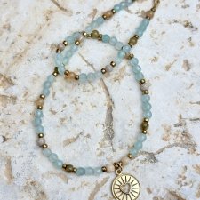 NASZYJNIK CHOKER AKWAMARYN Z JADEITEM | BIŻUTERIA RĘCZNIE ROBIONA | DOMILKOWYDOMEK