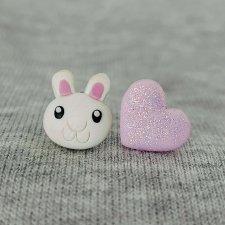 Pastelowe Kolczyki Króliczek I Serduszko Prezent na Walentynki