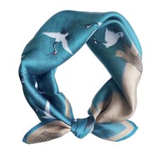 Żurawie - Wielobarwna apaszka z jedwabiu morwowego