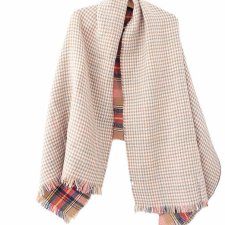 Dwustronny ciepły duży szal vintage do otulenia krata pepitka