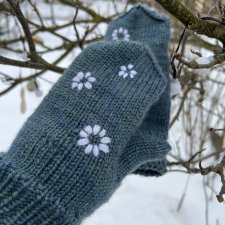 Rękawiczki z Alpaki z Ręczną Haftowaną Dekoracją