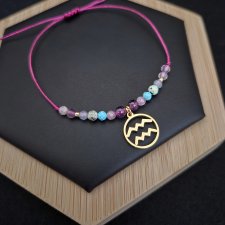 Bransoletka Zodiakalna Wodnik - wersja ze złotem