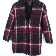 Rachel Zoe sweter kardigan z wełną krata / S