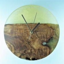 ZEGAR ŚCIENNY z drewna oliwkowego i żywicy epoksydowej