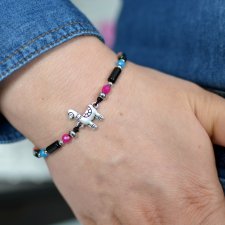 BRANSOLETKA LAMA MAKRAME ONYKS I JADEIT