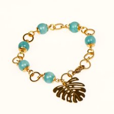 Jadeitowa bransoletka z pozłacanym wykończeniem c881