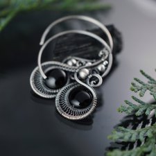 Black eyes - fantazyjne kolczyki koła z czarnymi onyksami