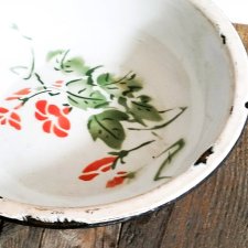 miska emaliowana, niebieska w kwiaty