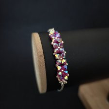 Crystal Square Sapphire - Delikatna bransoletka z kryształów Preciosa Fuchsia AB2x