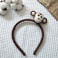 szydełkowa opaska do włosów małpka, małpa