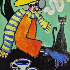 obraz do salonu portret babci śniło mi się że siedziałam z kotami