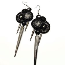 Czarno-szare kolczyki sutasz z kolcami