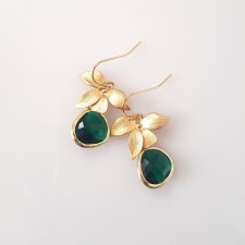 Kolczyki Szmaragdowe z Listkami