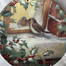 Coalport by Barbara Mitchell SERIA GARDEN VISITORS - Winter Reflection- kolekcjonerski talerz porcelanowy obrazek