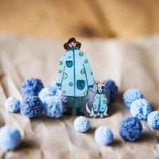 Broszka z Haliną i psem Dymkiem