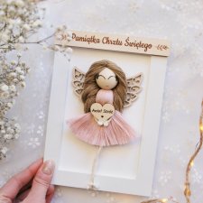 Pamiątka chrztu świętego - rozmiar mini | Anioł stróż dla dziewczynki