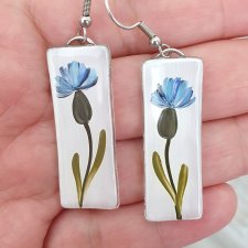 KOLCZYKI ZE SZKŁA WZÓR CHABRY