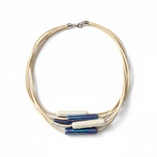 naszyjnik PATYCZKI niebiesko-kremowy