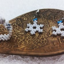 Zimowy zestaw Śnieżynki pleciony pierścionek z kolczykami gwiazdki