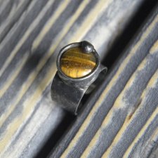 Tygrysie oko - regulowany witrażowy pierścionek