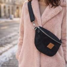 Duża torebko nerka z nubuku Czarna