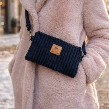 Sztruksowa mini nerka saszetka Czarna