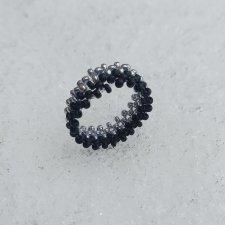 Obrączka dla niego - pleciona masajskim splotem obrączka na prezent dla mężczyzny - kolor srebrny i czarny