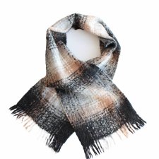 Puszysty szal vintage szalik z włosem ciepły miękki