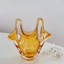 Wazonik szklany typu koszyczek PRL