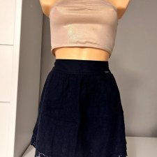Spódniczka granatowa Stradivarius XS, rozkloszowana, z wysokim stanem