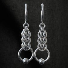 Kolczyki chainmaille długie ze splotem – stal chirurgiczna gothic goth