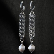 Kolczyki perły słodkowodne stal chirurgiczna gothic witchy fantasy