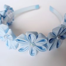 Opaska do włosów z kwiatami błękitna