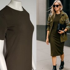 Sukienka ołówkowa midi khaki H&M BASIC 38 M Hv125