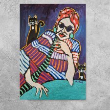 obraz do salonu olejny tam gdzie czuwają koty