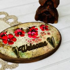 Dekoracyjny wieszak na ścianę z drewna, styl rustykalny ,z napisem