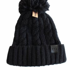 Czarna czapka nowa z metką pompon ocieplana Beechfield