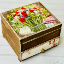 Toaletka z lusterkiem, naturalne drewno, polne kwiaty, prezent