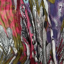 100 % Silk oryginalny gnieciony jedwabny szal -efektowna  kolorowa dżungla radosne barwy
