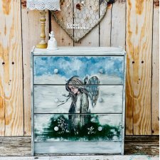 Sielska komoda z aniołem leśnym, unikatowy mebel z duszą