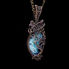 Miedziany wisiorek agat drzewny