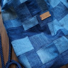 Jeansowy Patchwork – Unikatowy Workoplecak z Duszą + breloczek