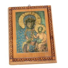 MATKA BOSKA CZĘSTOCHOWSKA na drewnie obrazek PRL