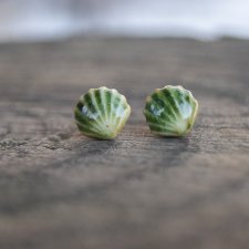 Kolczyki Muszelki "Wiosenny Brzeg" - ceramiczne sztyfty