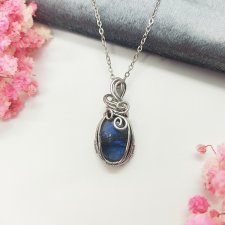 Naszyjnik Labradoryt Mini stal chirurgiczna wisiorek handmade wirewrapping