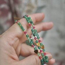 Bransoletka z jadeitu i różowego turmalinu | Biżuteria naturalna | DomilkowyDomek