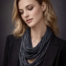 Naszyjnik dzianinowy szary melanż